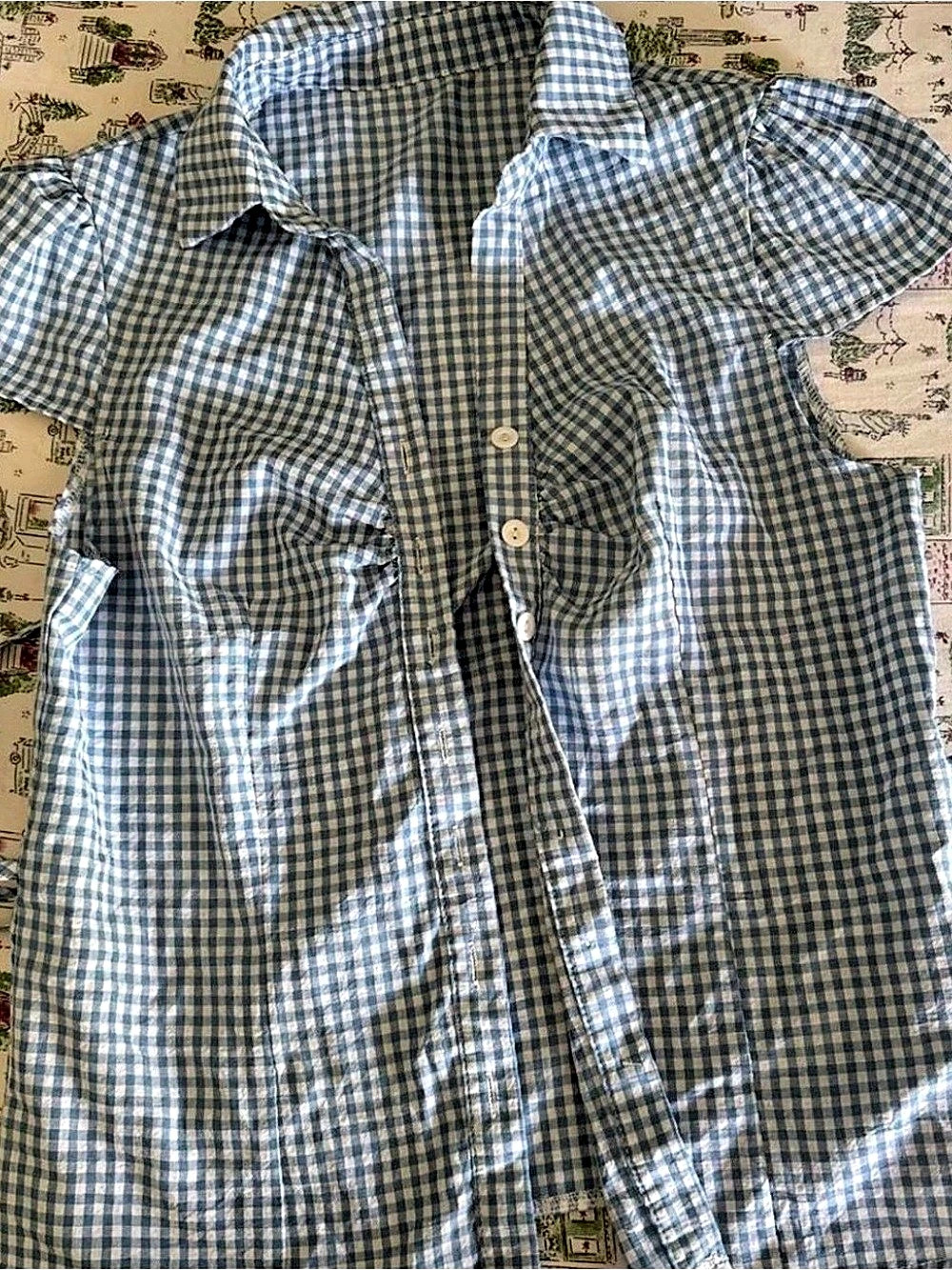 Blue & White Checkered Button Down Shirt